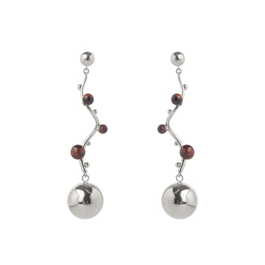 Herherlin | Red Tiger Eye Stone spherical Earrings
