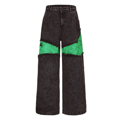 DAWANG | TSINGTAO x DAWANG Deng Denim/Brocade Patch Pants