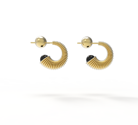 Herherlin | Ripple hoop Obsidian Earrings