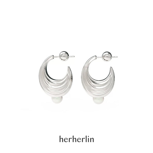 Herherlin | Wave Pearl & Agate Earring