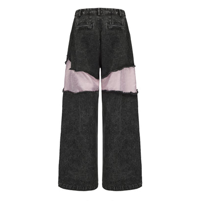 DAWANG | Deng Denim/Brocade Patch Pants