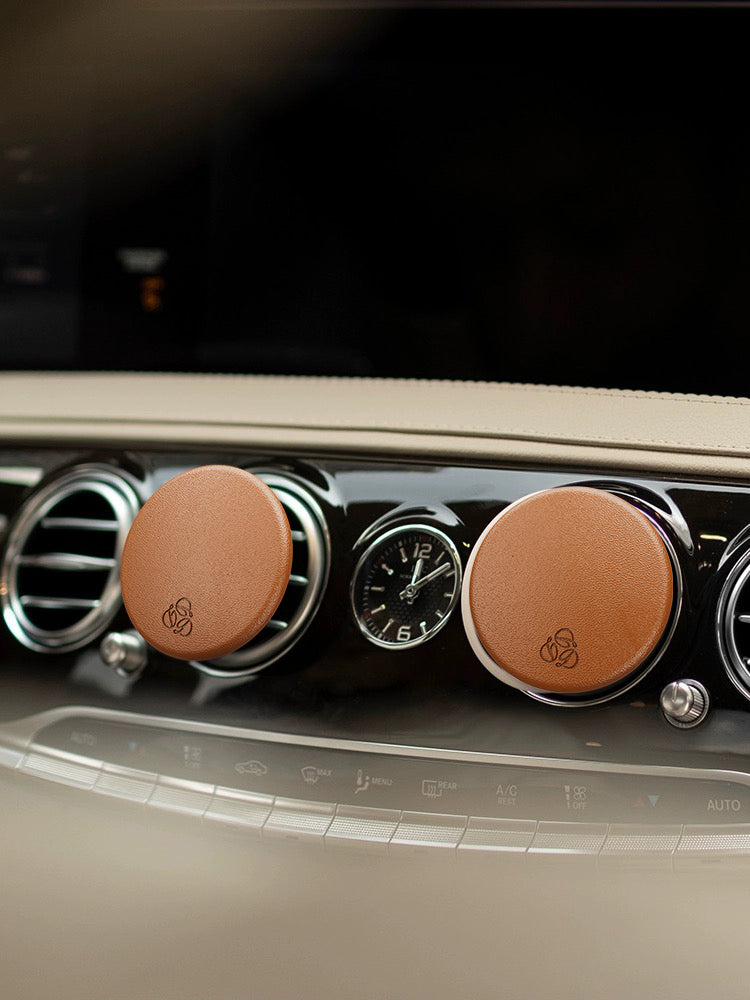 Delfino | Camel Lambskin Leather Car Diffuser and Insert