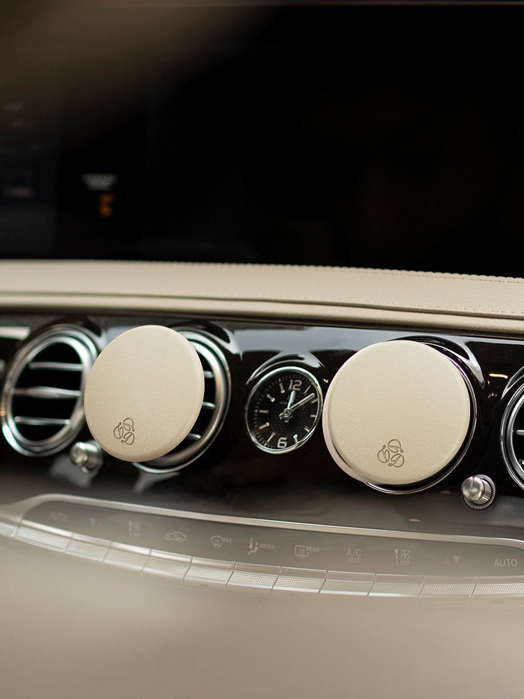 Delfino | Cream Lambskin Leather Car Diffuser and Insert