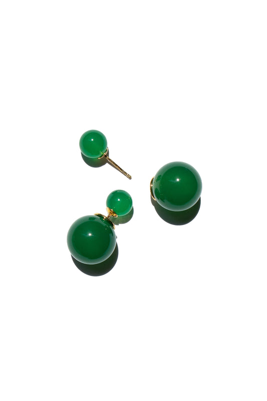Seree | Orbit Duo — Double Ended Jade Stone Stud Earrings