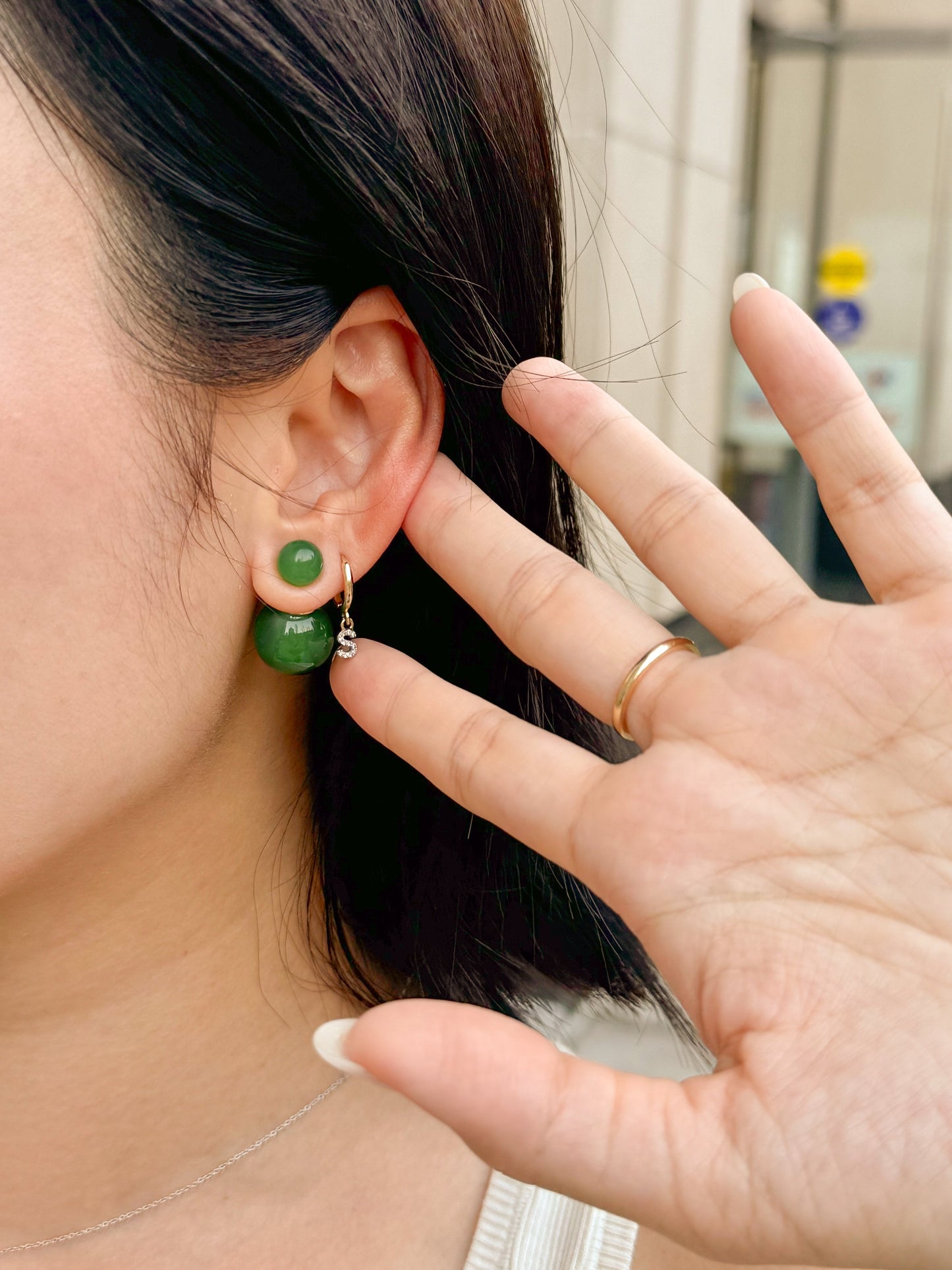 Seree | Orbit Duo — Double Ended Jade Stone Stud Earrings