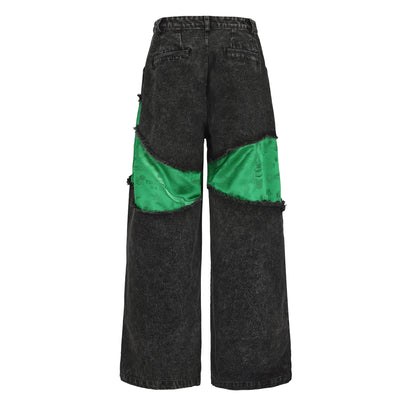 DAWANG | TSINGTAO x DAWANG Deng Denim/Brocade Patch Pants