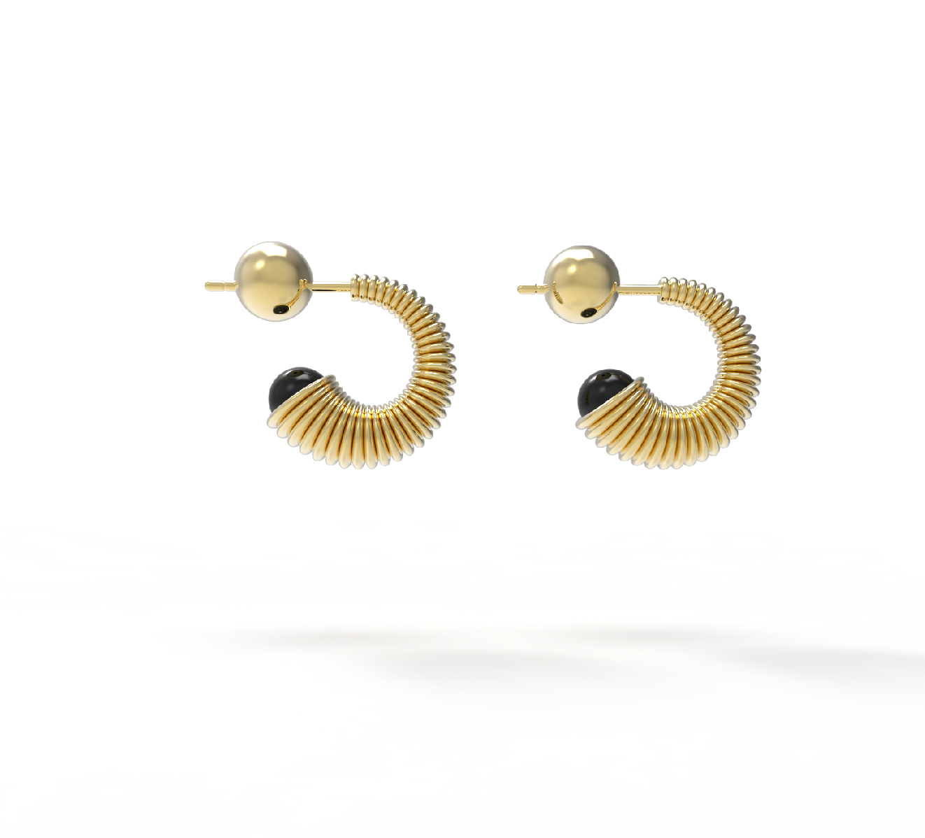 Herherlin | Ripple hoop Obsidian Earrings