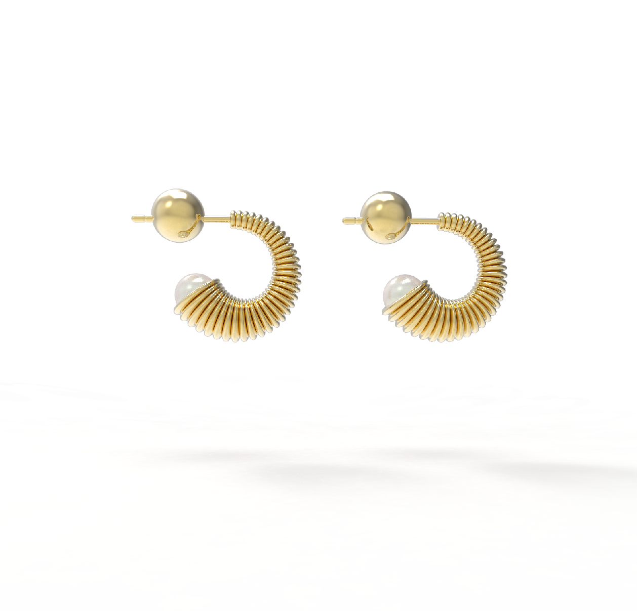 Herherlin | Ripple hoop Pearl Earrings