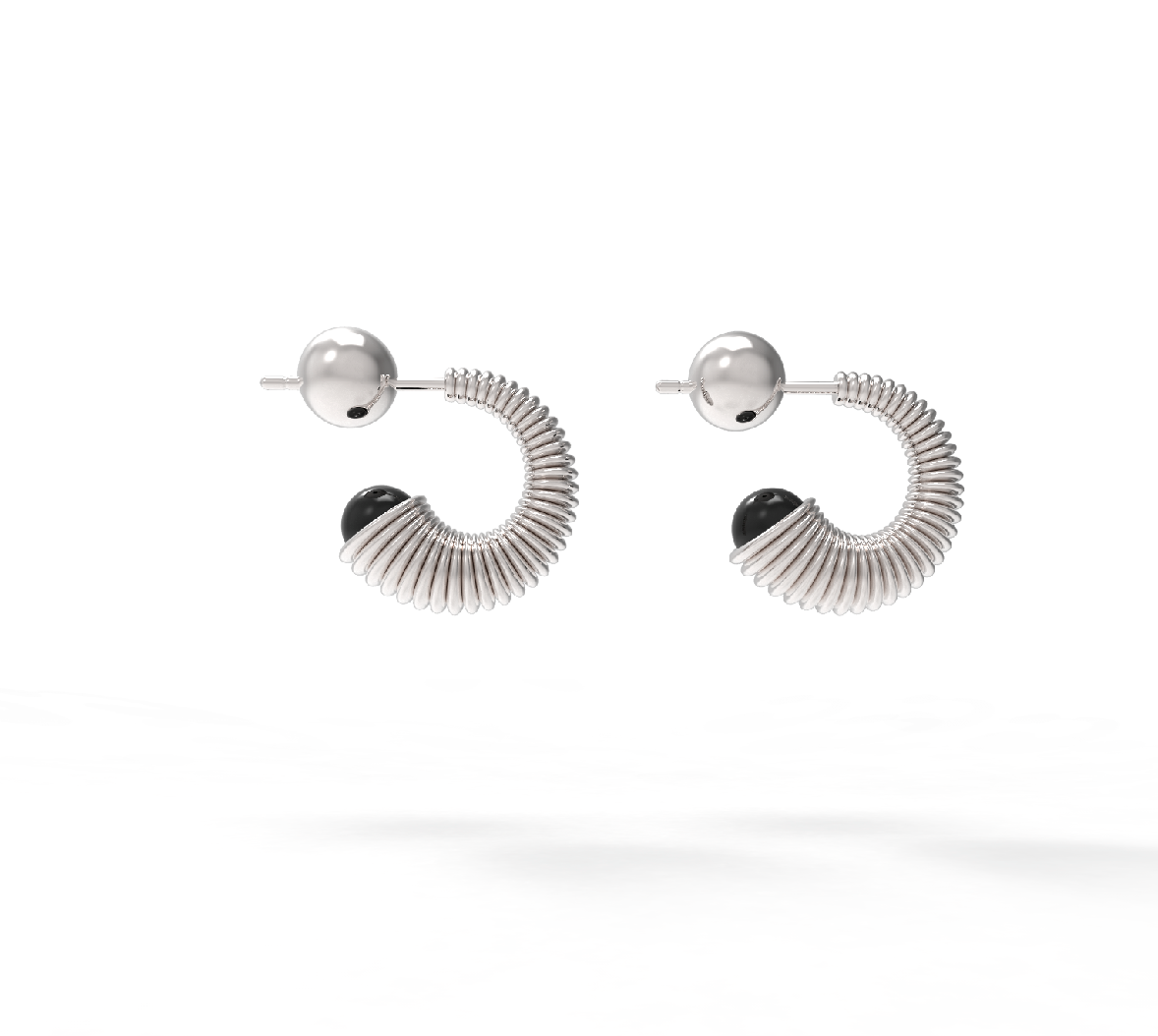 Herherlin | Ripple hoop Obsidian Earrings