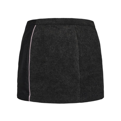 DAWANG | Zhen Side Button Denim Patch Mini Skirt