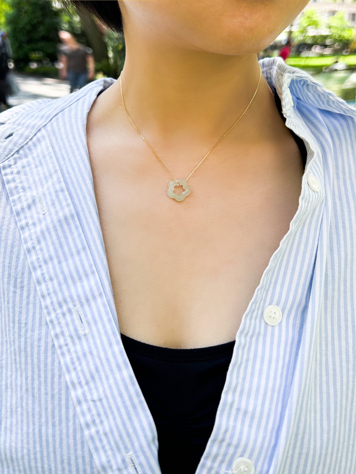 Seree | Plum Blossom — Green Jade Pendant Necklace