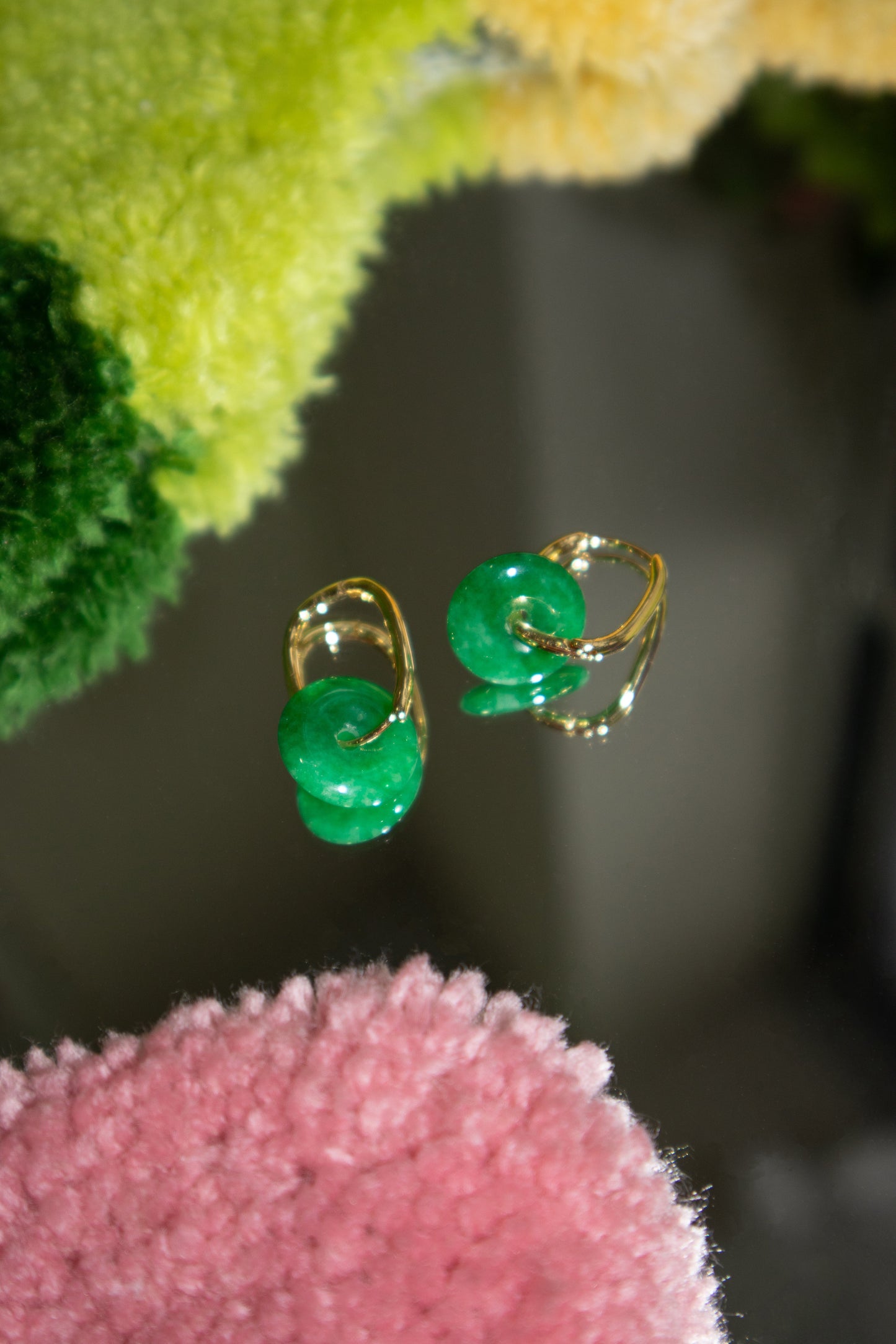 Seree | Willow — Green Jade Stone Hoop Earrings